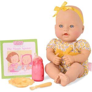 🆕 Newborn Baby Doll Yellow Sweetheart Battat Feeding Time Soft Body Accessories